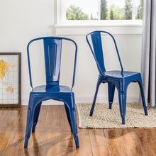 Load image into Gallery viewer, Navy Blue Vintage Stackable Metal Side Dining Chairs, Set Of 4
