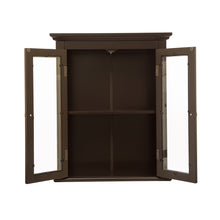 Load image into Gallery viewer, Wooden Wall Mounted Storage Cabinet with Glass Double Doors, Espresso
