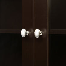 Load image into Gallery viewer, Wooden Wall Mounted Storage Cabinet with Glass Double Doors, Espresso
