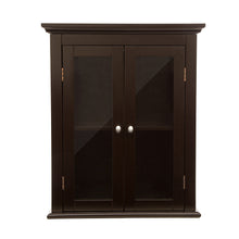 Load image into Gallery viewer, Wooden Wall Mounted Storage Cabinet with Glass Double Doors, Espresso
