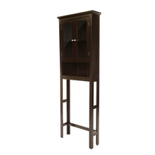 Load image into Gallery viewer, Wooden Free Standing Storage Cabinet with Glass Double Doors, Espresso
