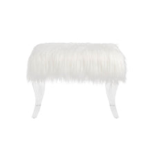 Load image into Gallery viewer, 24.00&quot;L White Faux Fur Upholstered Bench with Acrylic Legs
