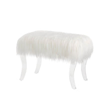 Load image into Gallery viewer, 24.00&quot;L White Faux Fur Upholstered Bench with Acrylic Legs
