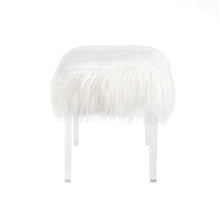 Load image into Gallery viewer, 24.00&quot;L White Faux Fur Upholstered Bench with Acrylic Legs
