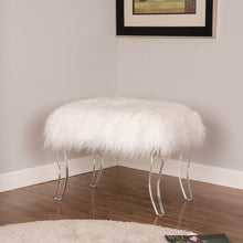 Load image into Gallery viewer, 24.00&quot;L White Faux Fur Upholstered Bench with Acrylic Legs
