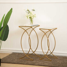 Load image into Gallery viewer, Gold Metal Nesting Accent End Table/Coffee Table with Glass Top, Set of 2
