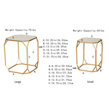 Load image into Gallery viewer, Gold Metal Nesting Side &amp; End Accent Tables with Glass Top, Set of 2
