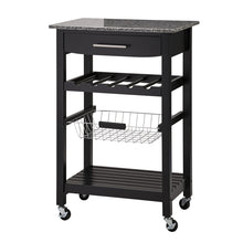 Load image into Gallery viewer, 33.90&quot;H Black Rolling Kitchen Island with Marble Top
