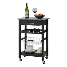 Load image into Gallery viewer, 33.90&quot;H Black Rolling Kitchen Island with Marble Top
