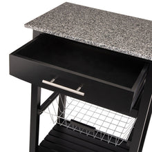 Load image into Gallery viewer, 33.90&quot;H Black Rolling Kitchen Island with Marble Top
