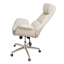 Load image into Gallery viewer, Mid-Century Modern Cream Bonded Leather Gaslift Adjustable Swivel Office Chair
