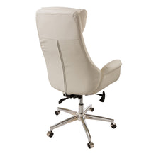 Load image into Gallery viewer, Mid-Century Modern Cream Bonded Leather Gaslift Adjustable Swivel Office Chair
