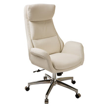 Load image into Gallery viewer, Mid-Century Modern Cream Bonded Leather Gaslift Adjustable Swivel Office Chair
