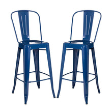 Load image into Gallery viewer, Vintage Stackable Navy Blue Metal Bar Stool, Set Of 2
