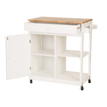 Load image into Gallery viewer, Kitchen Cart with Drawer Door Rubber Wooden Kitchen Island Storage Table
