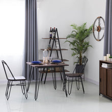 Load image into Gallery viewer, 29.53&quot;H Industrial Steel Hairpin Leg Dining Table with Elm Wood Top
