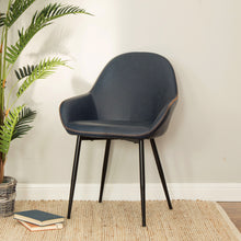 Load image into Gallery viewer, Mid-Century Modern Navy Blue Leatherette Dining Armchair, Set of 2
