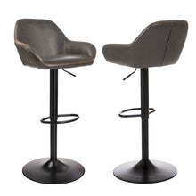 Load image into Gallery viewer, Mid-Century Grey Leatherette Gaslift Adjustable Swivel Bar Stool, Set of 2
