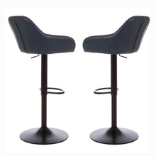 Load image into Gallery viewer, Mid-Century Modern Navy Blue Leatherette Gaslift Adjustable Swivel Bar Stool, Set of 2
