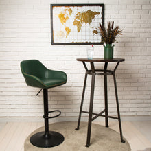 Load image into Gallery viewer, Mid-Century Modern Hunter Green Leatherette Gaslift Adjustable Swivel Bar Stool, Set of 2
