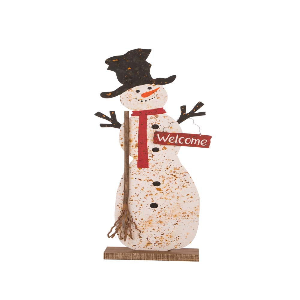 36.22”H Rusty Metal Snowman Standing Porch Sign