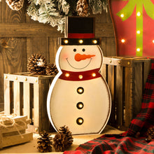 Load image into Gallery viewer, 19.76&quot;H Marquee LED Lighted Snowman Sign Holiday Decoration
