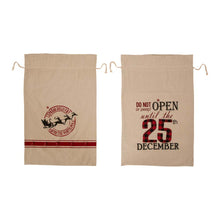 Load image into Gallery viewer, S/2 36&quot;H Lighted Burlap Gift Sack with Wordings (10 LEDs)
