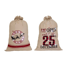 Load image into Gallery viewer, S/2 36&quot;H Lighted Burlap Gift Sack with Wordings (10 LEDs)
