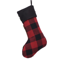 Load image into Gallery viewer, Plaid Stocking with Rug Hooked Bear
