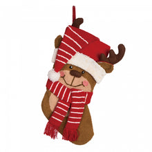 Load image into Gallery viewer, 19&quot;L Handmade Hooked 3D Reindeer Christmas Stocking
