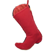 Load image into Gallery viewer, 19&quot; Handmade Hooked Red Boot Christmas Stocking
