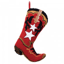 Load image into Gallery viewer, 19&quot; Handmade Hooked Red Boot Christmas Stocking
