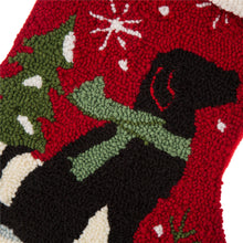 Load image into Gallery viewer, 19&quot; Handmade Hooked Dog Christmas Stocking
