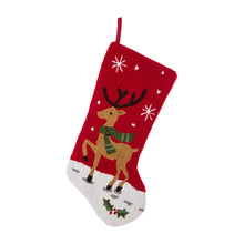 Load image into Gallery viewer, 19 Inch Handmade Hooked Reindeer Christmas Stocking
