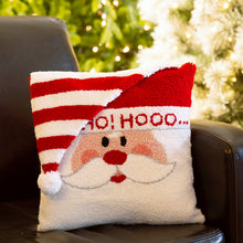 Load image into Gallery viewer, 14&quot; x 14&quot; Handmade Hooked Santa Christmas Throw Pillow
