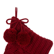 Load image into Gallery viewer, 24&quot;L Knitted Polyester Christmas Stocking w/Pom Pom Ball - Red
