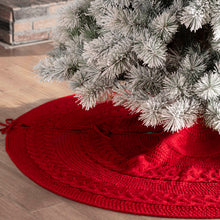 Load image into Gallery viewer, 48“L Knitted Acrylic Christmas Tree Skirt - Red
