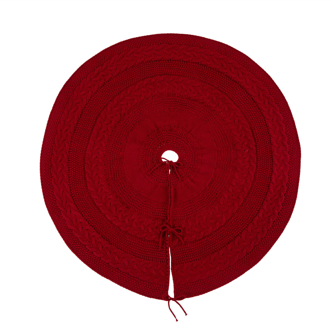 48“L Knitted Acrylic Christmas Tree Skirt - Red