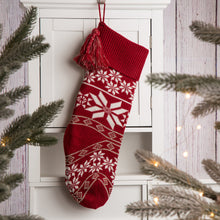 Load image into Gallery viewer, 24&quot;L Knitted Acrylic Christmas Stocking w/Snowflake
