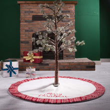 Load image into Gallery viewer, 48&quot;D White Fleece Christmas Tree Skirt - Merry Christmas
