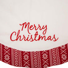 Load image into Gallery viewer, 48&quot;D White Fleece Christmas Tree Skirt - Merry Christmas
