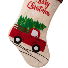 Load image into Gallery viewer, 21&#39;&#39;L Embroidered Linen Christmas Stocking - Red Truck
