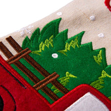 Load image into Gallery viewer, 21&#39;&#39;L Embroidered Linen Christmas Stocking - Red Truck
