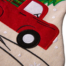 Load image into Gallery viewer, 21&#39;&#39;L Embroidered Linen Christmas Stocking - Red Truck
