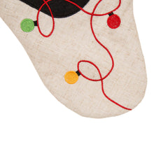 Load image into Gallery viewer, 21&#39;&#39;L LED Embroidered Linen Christmas Stocking - Cat
