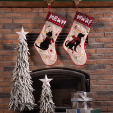 Load image into Gallery viewer, 21&#39;&#39;L LED Embroidered Linen Christmas Stocking - Dog
