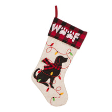 Load image into Gallery viewer, 21&#39;&#39;L LED Embroidered Linen Christmas Stocking - Dog
