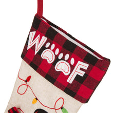 Load image into Gallery viewer, 21&#39;&#39;L LED Embroidered Linen Christmas Stocking - Dog
