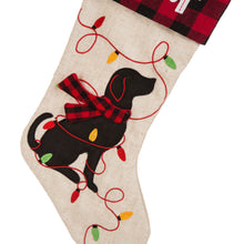 Load image into Gallery viewer, 21&#39;&#39;L LED Embroidered Linen Christmas Stocking - Dog
