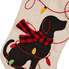 Load image into Gallery viewer, 21&#39;&#39;L LED Embroidered Linen Christmas Stocking - Dog
